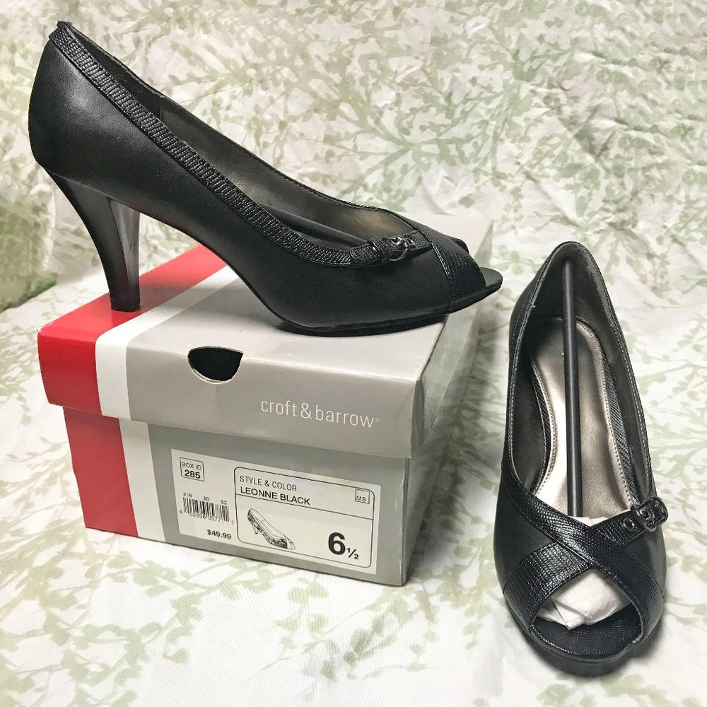 NEW Open-toe Black Heels | Croft & Barrow